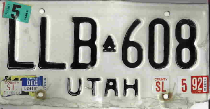 Utah plate LLB608